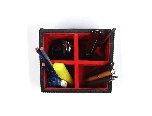 Esagono Leather Desk Organizer - Raven Black - Aaron Leather Goods