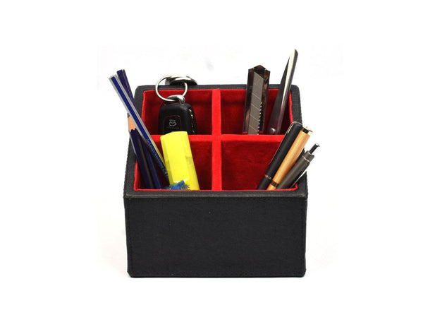 Esagono Leather Desk Organizer - Raven Black - Aaron Leather Goods