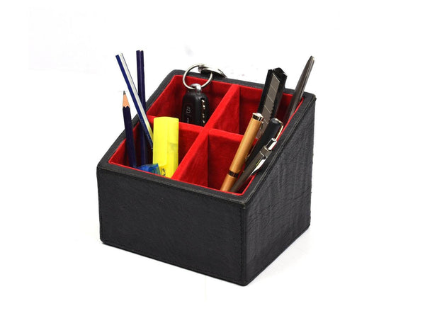 Esagono Leather Desk Organizer - Raven Black - Aaron Leather Goods