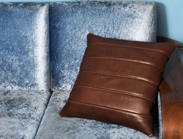 Baltimore Leather Pillow Cover - Walnut Brown - Aaron Leather Goods