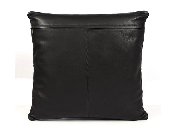 Baltimore Leather Pillow Cover - Raven Black - Aaron Leather Goods