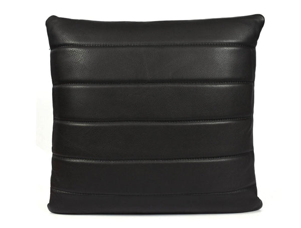 Baltimore Leather Pillow Cover - Raven Black - Aaron Leather Goods