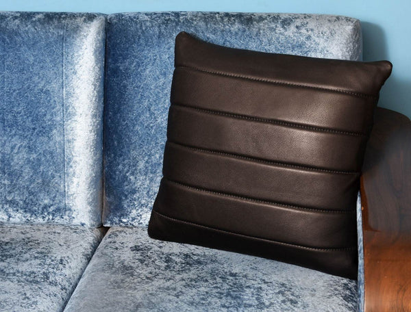 Baltimore Leather Pillow Cover - Raven Black - Aaron Leather Goods