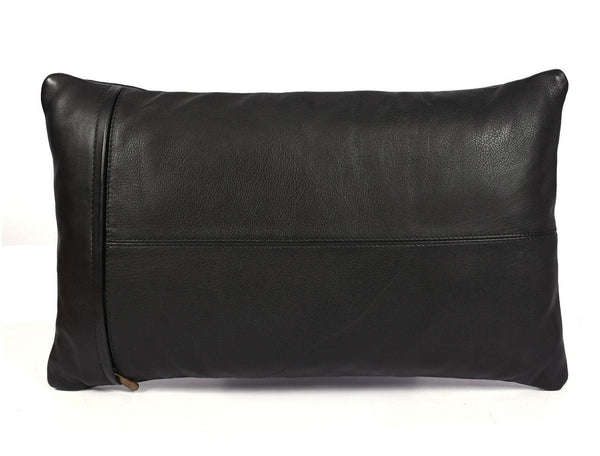 Arizona Leather Pillow Cover - Raven Black - Aaron Leather Goods