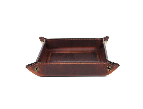 Ramage Leather Valet Tray - Walnut Brown - Aaron Leather Goods