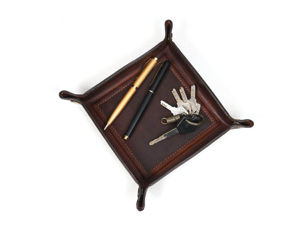 Ramage Leather Valet Tray - Walnut Brown - Aaron Leather Goods