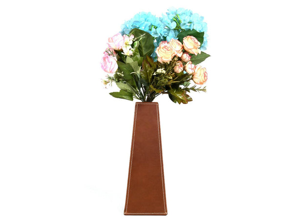 San Francisco Leather Flower Vase - Walnut Brown - Aaron Leather Goods