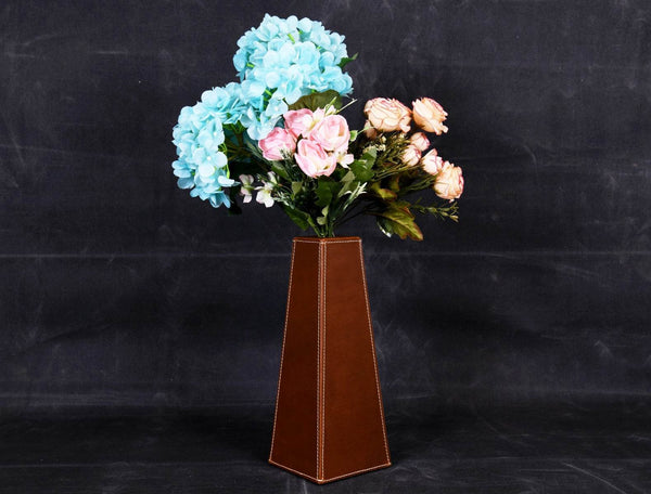 San Francisco Leather Flower Vase - Walnut Brown - Aaron Leather Goods