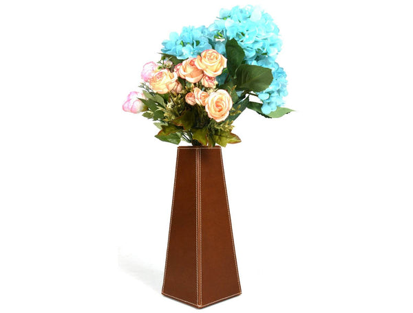 San Francisco Leather Flower Vase - Walnut Brown - Aaron Leather Goods