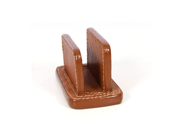 Giunone Leather Desk Card Holder - Caramel Brown - Aaron Leather Goods