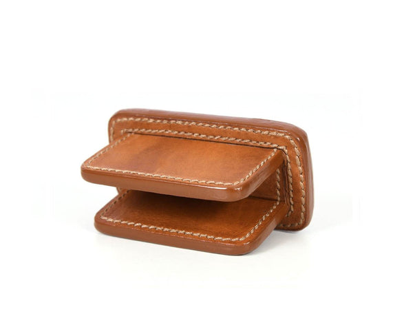 Giunone Leather Desk Card Holder - Caramel Brown - Aaron Leather Goods