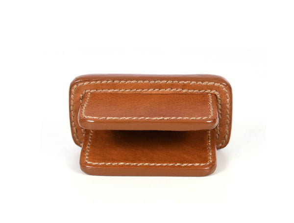 Giunone Leather Desk Card Holder - Caramel Brown - Aaron Leather Goods