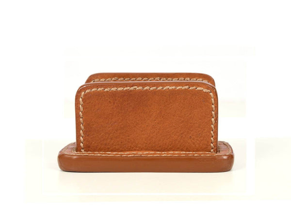 Giunone Leather Desk Card Holder - Caramel Brown - Aaron Leather Goods