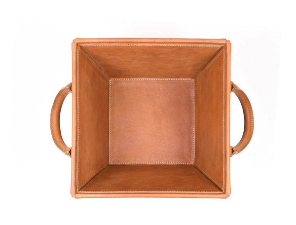 Damocle Leather Bin - Caramel Brown - Aaron Leather Goods