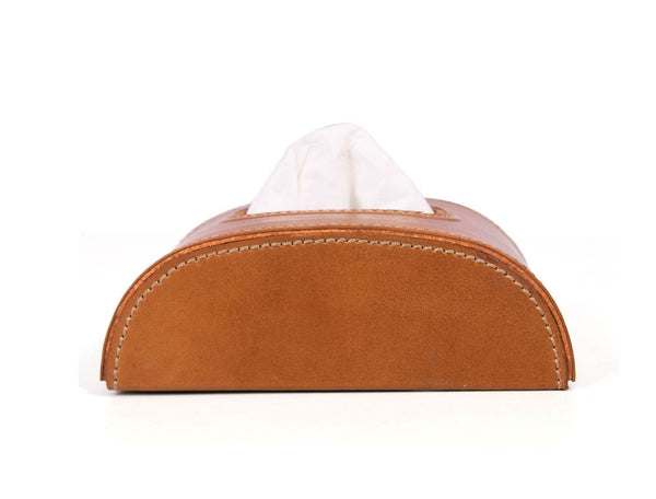 Odino Leather Tissue Holder – Caramel Brown - Aaron Leather Goods