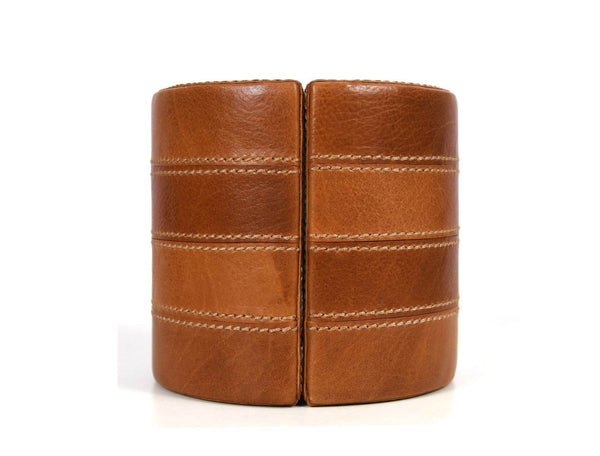 Glam Leather Bookend – Caramel Brown - Aaron Leather Goods