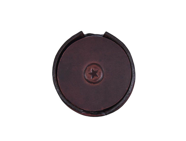 Cannes Leather Coaster - Walnut Brown - Aaron Leather Goods