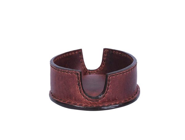 Cannes Leather Coaster - Walnut Brown - Aaron Leather Goods
