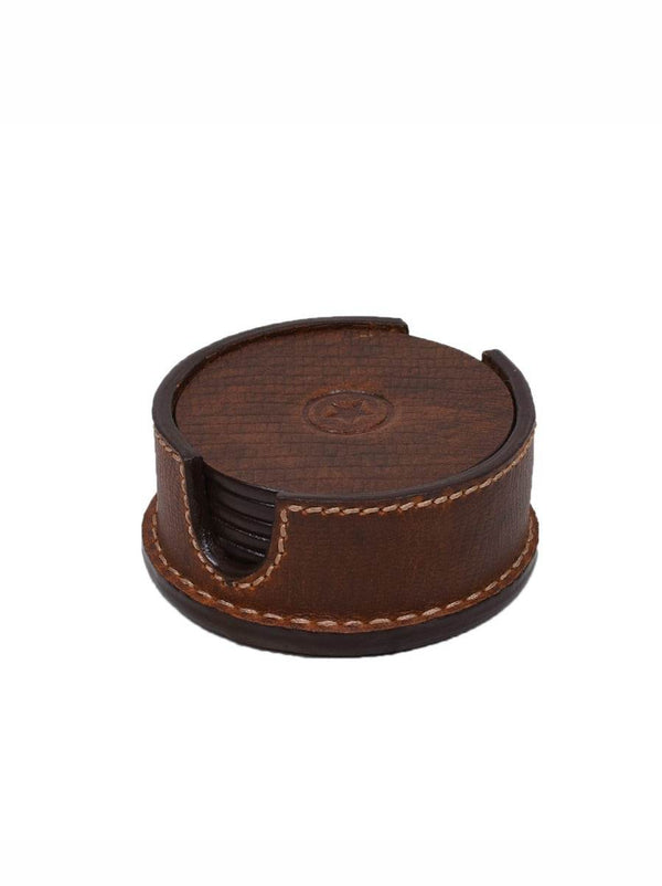 Cannes Leather Coaster - Exotic Print - Aaron Leather Goods