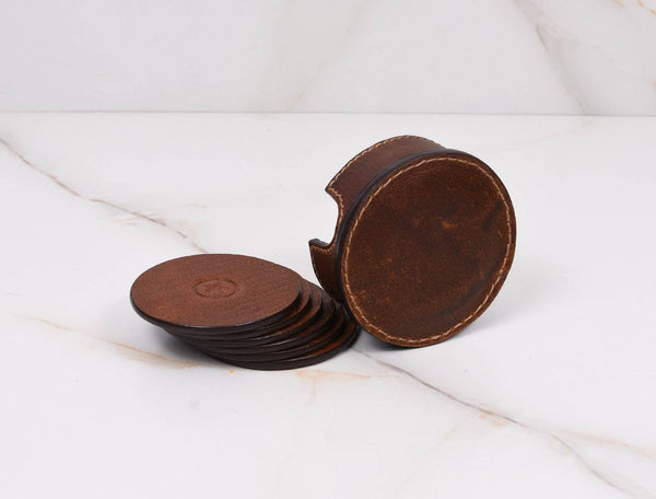 Cannes Leather Coaster - Exotic Print - Aaron Leather Goods