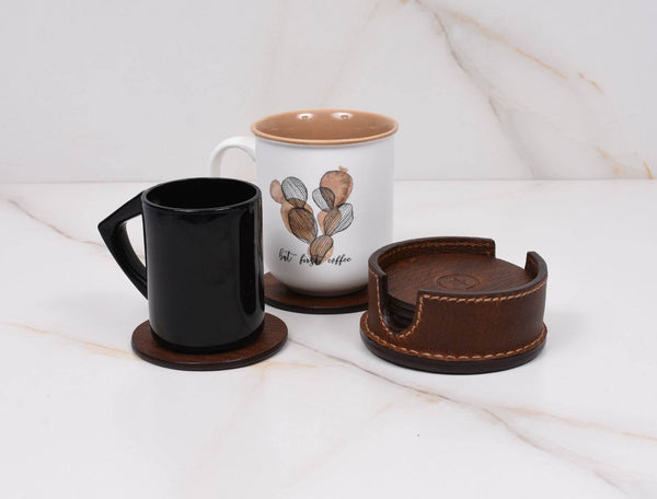 Cannes Leather Coaster - Exotic Print - Aaron Leather Goods