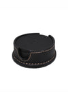 Cannes Leather Coaster - Raven Black - Aaron Leather Goods