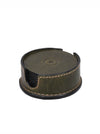 Cannes Leather Coaster - Green - Aaron Leather Goods
