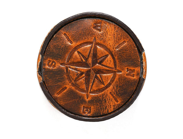 Ronda Leather Coaster - Caramel Brown - Aaron Leather Goods