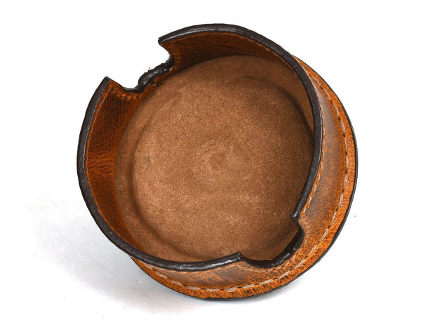 Ronda Leather Coaster - Caramel Brown - Aaron Leather Goods