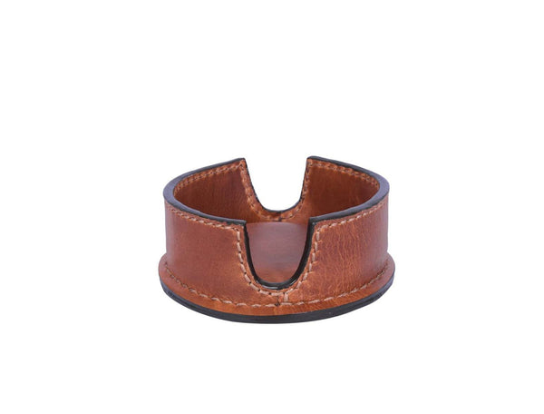 Cannes Leather Coaster - Caramel Brown - Aaron Leather Goods
