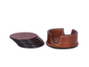 Cannes Leather Coaster - Caramel Brown - Aaron Leather Goods