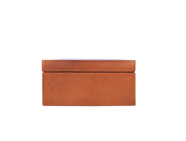 Rosemond Leather cuff-link Box- Caramel - Aaron Leather Goods