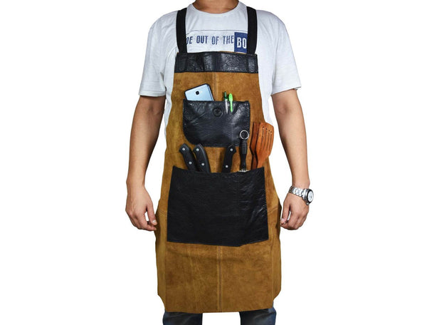 Florence Suede Apron - Raven Black - Aaron Leather Goods