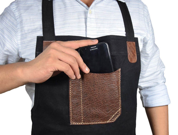 Turin Waxed Canvas Apron - Raven Black - Aaron Leather Goods