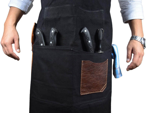 Turin Waxed Canvas Apron - Raven Black - Aaron Leather Goods