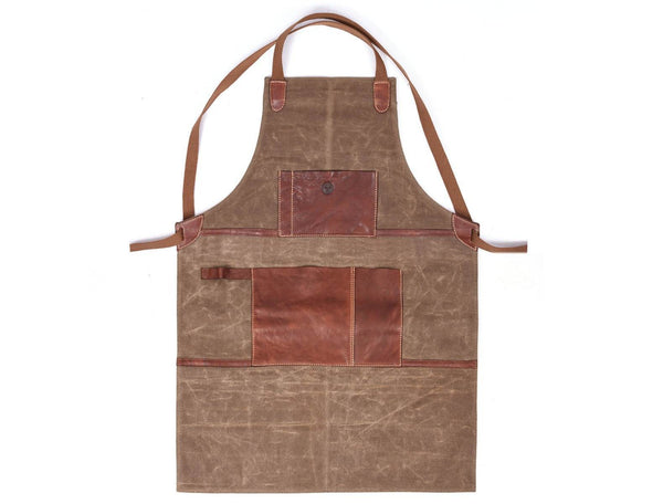 Leon Waxed Canvas Apron - Seaweed Green - Aaron Leather Goods