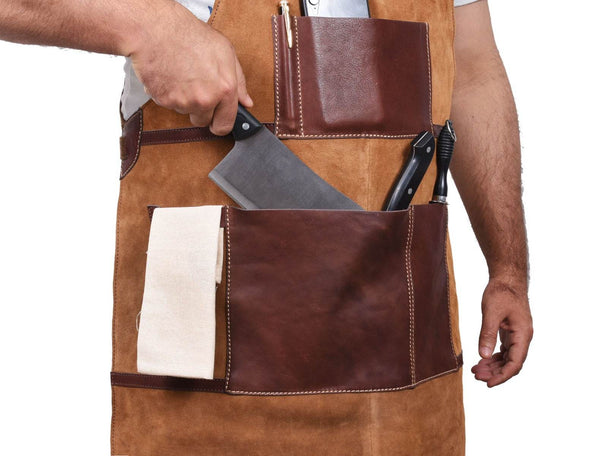 Florence Suede Apron - Chestnut - Aaron Leather Goods