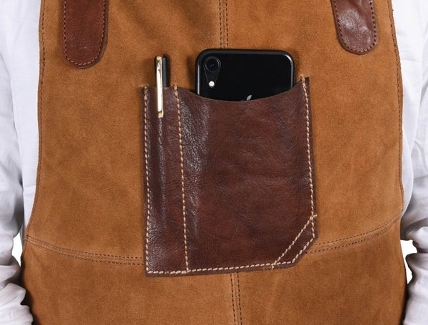 Arucas Suede Apron - Caramel Brown - Aaron Leather Goods