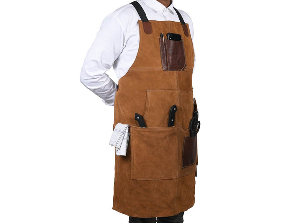 Arucas Suede Apron - Caramel Brown - Aaron Leather Goods