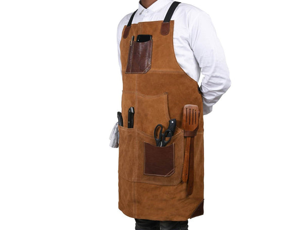 Arucas Suede Apron - Caramel Brown - Aaron Leather Goods
