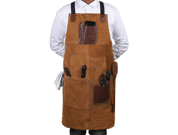 Arucas Suede Apron - Caramel Brown - Aaron Leather Goods