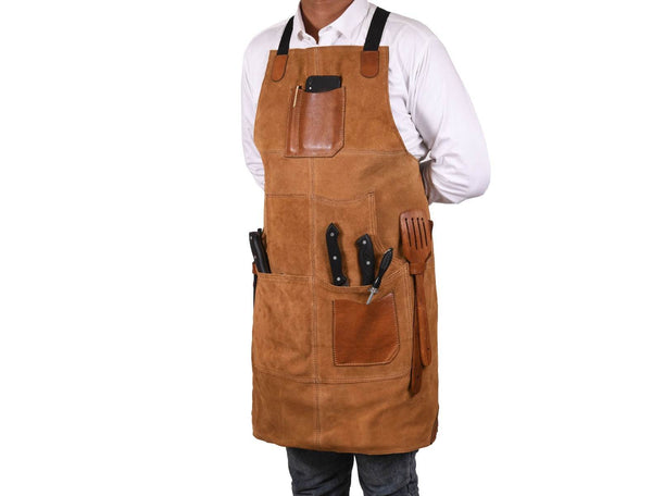 Florence Suede Apron - Light Brown - Aaron Leather Goods