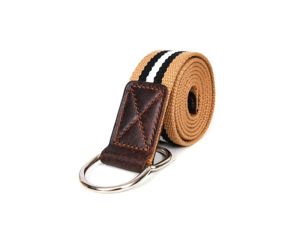 Enova Canvas Belt with D-ring - Coffee-Brown - Aaron Leather Goods