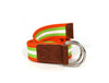 Enova Canvas Belt with D-ring - Orange-Green - Aaron Leather Goods