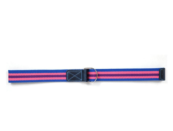 Enova Canvas Belt with D-ring - Pink Blue - Aaron Leather Goods