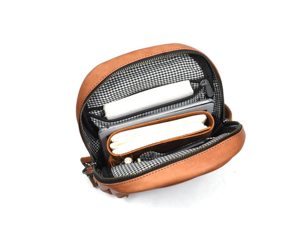 Alvin Leather Backpack - Caramel Brown - Aaron Leather Goods