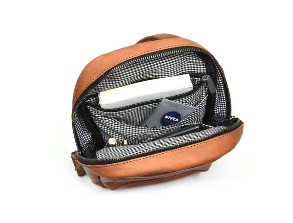 Alvin Leather Backpack - Caramel Brown - Aaron Leather Goods