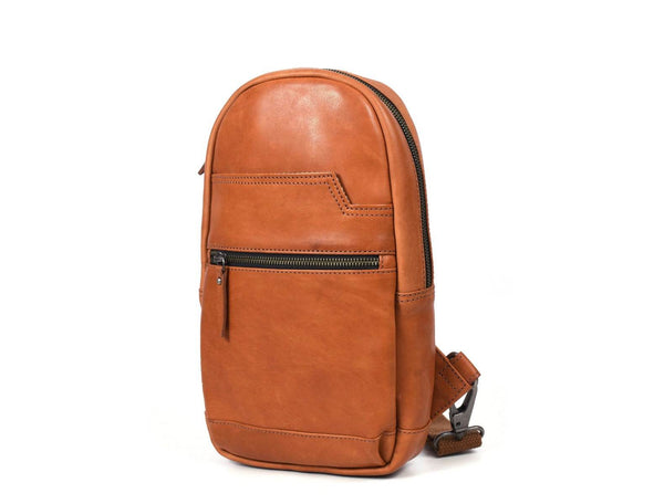 Alvin Leather Backpack - Caramel Brown - Aaron Leather Goods