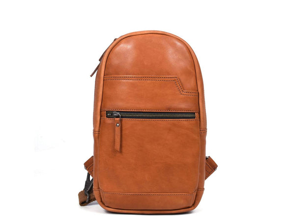 Alvin Leather Backpack - Caramel Brown - Aaron Leather Goods