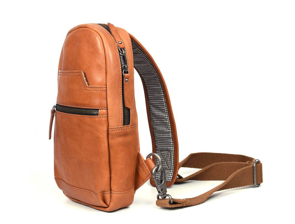 Alvin Leather Backpack - Caramel Brown - Aaron Leather Goods